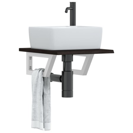 Estante de lavabo de pared de acero y madera maciza de roble de , Tocadores de baño - Ref: Foro24-3302574, Precio: 59,64 €, D...