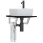 Estante de lavabo de pared de acero y madera maciza de roble de , Tocadores de baño - Ref: Foro24-3302574, Precio: 59,64 €, D...