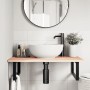 Estante de lavabo de pared de acero y madera maciza de roble de , Tocadores de baño - Ref: Foro24-3302597, Precio: 93,11 €, D...