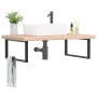 Estante de lavabo de pared de acero y madera maciza de roble de , Tocadores de baño - Ref: Foro24-3302473, Precio: 160,30 €, ...