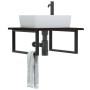 Estante de lavabo de pared de acero y madera maciza de roble de , Tocadores de baño - Ref: Foro24-3302653, Precio: 76,38 €, D...