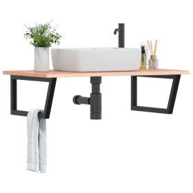 Estante de lavabo de pared de acero y madera maciza de roble de , Tocadores de baño - Ref: Foro24-3302651, Precio: 100,31 €, ...