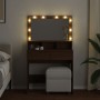 Tocador con luces LED marrón roble 80x41x134,5 cm de , Tocadores para dormitorios - Ref: Foro24-848191, Precio: 142,84 €, Des...