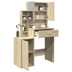 Tocador con mueble roble Sonoma 80x35x132 cm de , Tocadores para dormitorios - Ref: Foro24-848236, Precio: 148,61 €, Descuent...