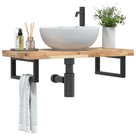 Estante de lavabo de pared acero y madera maciza de acacia de , Tocadores de baño - Ref: Foro24-3302693, Precio: 90,90 €, Des...