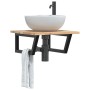 Estante de lavabo de pared acero y madera maciza de acacia de , Tocadores de baño - Ref: Foro24-3302763, Precio: 63,51 €, Des...