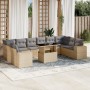 Set de sofás de jardín 11pzas con cojines ratán sintético beige en Conjuntos de jardín | Comprar online en Foru.es