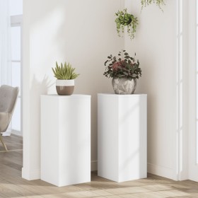 Soportes de plantas 2 uds madera ingeniería blanco 30x30x70 cm de , Soportes para macetas - Ref: Foro24-852924, Precio: 71,03...