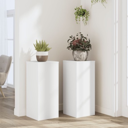 Soportes de plantas 2 uds madera ingeniería blanco 30x30x70 cm de , Soportes para macetas - Ref: Foro24-852924, Precio: 71,03...