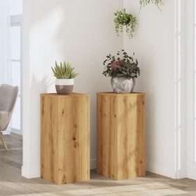 Soportes de plantas 2 uds madera roble artisian 30x30x70 cm de , Soportes para macetas - Ref: Foro24-852932, Precio: 73,39 €,...