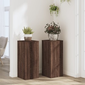 Soportes de plantas 2 uds madera marrón roble 30x30x70 cm de , Soportes para macetas - Ref: Foro24-852930, Precio: 67,12 €, D...