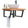 Estante de lavabo de pared de acero y madera maciza de haya de , Tocadores de baño - Ref: Foro24-3302515, Precio: 107,96 €, D...