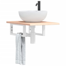 Estante de lavabo de pared de acero y madera maciza de roble de , Tocadores de baño - Ref: Foro24-3302536, Precio: 64,17 €, D...