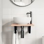 Estante de lavabo de pared de acero y madera maciza de roble de , Tocadores de baño - Ref: Foro24-3302555, Precio: 80,10 €, D...