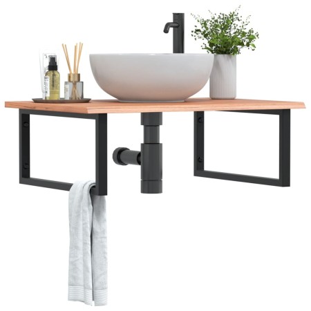 Estante de lavabo de pared de acero y madera maciza de roble de , Tocadores de baño - Ref: Foro24-3302645, Precio: 89,16 €, D...