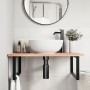 Estante de lavabo de pared de acero y madera maciza de roble de , Tocadores de baño - Ref: Foro24-3302645, Precio: 89,16 €, D...