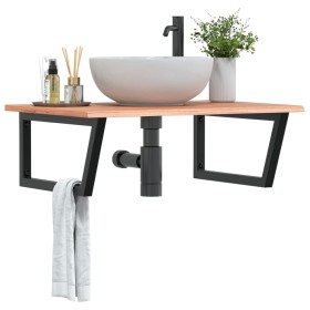 Estante de lavabo de pared de acero y madera maciza de roble de , Tocadores de baño - Ref: Foro24-3302647, Precio: 88,71 €, D...