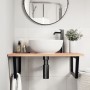 Estante de lavabo de pared de acero y madera maciza de roble de , Tocadores de baño - Ref: Foro24-3302647, Precio: 88,71 €, D...