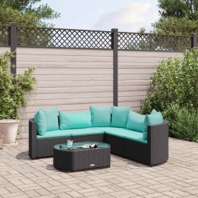 Set de sofás de jardín 6 piezas y cojines ratán sintético negro de , Conjuntos de jardín - Ref: Foro24-3308396, Precio: 439,2...