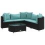 Set de sofás de jardín 6 piezas y cojines ratán sintético negro de , Conjuntos de jardín - Ref: Foro24-3308396, Precio: 439,2...