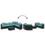 Set de sofás de jardín 7 pzas con cojines ratán sintético negro de , Conjuntos de jardín - Ref: Foro24-3308380, Precio: 498,2...