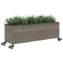 Jardinera con ruedas y 3 maceteros ratán PE gris 107x32x38 cm de , Maceteros y jardineras - Ref: Foro24-366421, Precio: 70,91...
