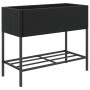 Jardinera con estante ratán sintético negro de , Maceteros y jardineras - Ref: Foro24-366384, Precio: 85,63 €, Descuento: %