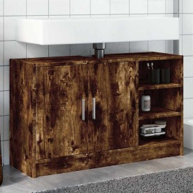 Armario de lavabo madera ingeniería roble ahumado 90x29x55 cm de , Muebles de baño - Ref: Foro24-848126, Precio: 80,69 €, Des...