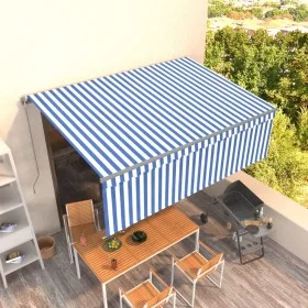 Toldo retráctil manual con persiana azul y blanco 4x3 m de vidaXL, Toldos - Ref: Foro24-3069416, Precio: 359,59 €, Descuento: %