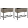 Jardineras con estante 2 uds ratán sintético gris 90x40x75 cm de , Maceteros y jardineras - Ref: Foro24-3210509, Precio: 158,...