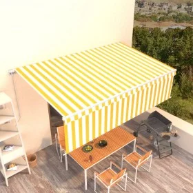 Toldo retráctil manual con persiana amarillo y blanco 5x3 m de vidaXL, Toldos - Ref: Foro24-3069338, Precio: 431,07 €, Descue...