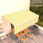 Toldo retráctil manual con persiana amarillo y blanco 5x3 m de vidaXL, Toldos - Ref: Foro24-3069338, Precio: 463,83 €, Descue...