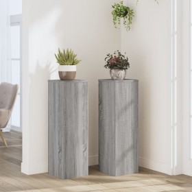 Soportes de plantas 2 uds madera gris Sonoma 25x25x80 cm de , Soportes para macetas - Ref: Foro24-852947, Precio: 58,33 €, De...