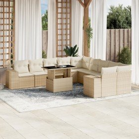 Set de sofás de jardín 11pzas con cojines ratán sintético beige en Conjuntos de jardín | Comprar online en Foru.es