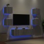 Muebles TV pared con LED 6 pzas madera ingeniería gris Sonoma de , Muebles TV - Ref: Foro24-3216858, Precio: 194,14 €, Descue...