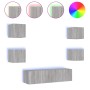 Muebles TV pared con LED 6 pzas madera ingeniería gris Sonoma de , Muebles TV - Ref: Foro24-3216858, Precio: 194,14 €, Descue...