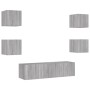 Muebles TV pared con LED 6 pzas madera ingeniería gris Sonoma de , Muebles TV - Ref: Foro24-3216858, Precio: 194,14 €, Descue...