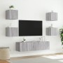 Muebles TV pared con LED 6 pzas madera ingeniería gris Sonoma de , Muebles TV - Ref: Foro24-3216858, Precio: 194,14 €, Descue...