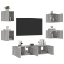 Muebles TV pared con LED 6 pzas madera ingeniería gris Sonoma de , Muebles TV - Ref: Foro24-3216858, Precio: 194,14 €, Descue...