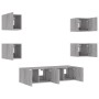 Muebles TV pared con LED 6 pzas madera ingeniería gris Sonoma de , Muebles TV - Ref: Foro24-3216858, Precio: 194,14 €, Descue...
