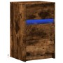 Mesita de noche con luces LED madera ingeniería roble ahumado de , Mesitas de noche - Ref: Foro24-852016, Precio: 58,79 €, De...