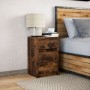 Mesita de noche con luces LED madera ingeniería roble ahumado de , Mesitas de noche - Ref: Foro24-852016, Precio: 58,79 €, De...