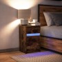 Mesita de noche con luces LED madera ingeniería roble ahumado de , Mesitas de noche - Ref: Foro24-852016, Precio: 58,79 €, De...