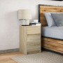 Mesita de noche con luces LED madera de ingeniería roble Sonoma de , Mesitas de noche - Ref: Foro24-852014, Precio: 66,93 €, ...