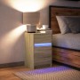 Mesita de noche con luces LED madera de ingeniería roble Sonoma de , Mesitas de noche - Ref: Foro24-852014, Precio: 66,93 €, ...