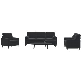Juego de sofás con cojines 4 piezas terciopelo negro de , Sofás - Ref: Foro24-3278386, Precio: 737,72 €, Descuento: %