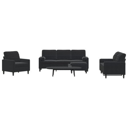 Juego de sofás con cojines 4 piezas terciopelo negro de , Sofás - Ref: Foro24-3278386, Precio: 737,72 €, Descuento: %
