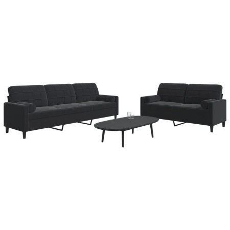 Juego de sofás con cojines 2 piezas terciopelo negro de , Sofás - Ref: Foro24-3278496, Precio: 515,41 €, Descuento: %