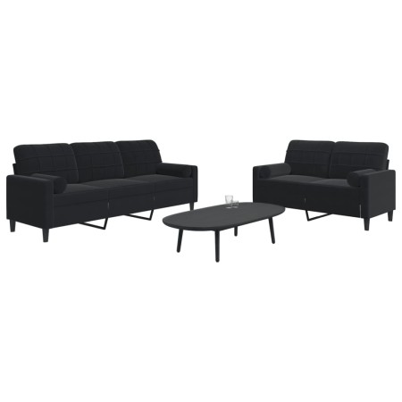 Juego de sofás con cojines 2 piezas terciopelo negro de , Sofás - Ref: Foro24-3278416, Precio: 510,81 €, Descuento: %