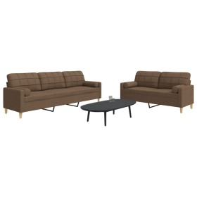 Juego de sofás con cojines 2 piezas tela marrón de , Sofás - Ref: Foro24-3278338, Precio: 526,75 €, Descuento: %